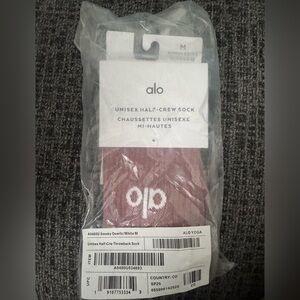 ALO Yoga Smoky Quartz and White Unisex Half-Crew Socks